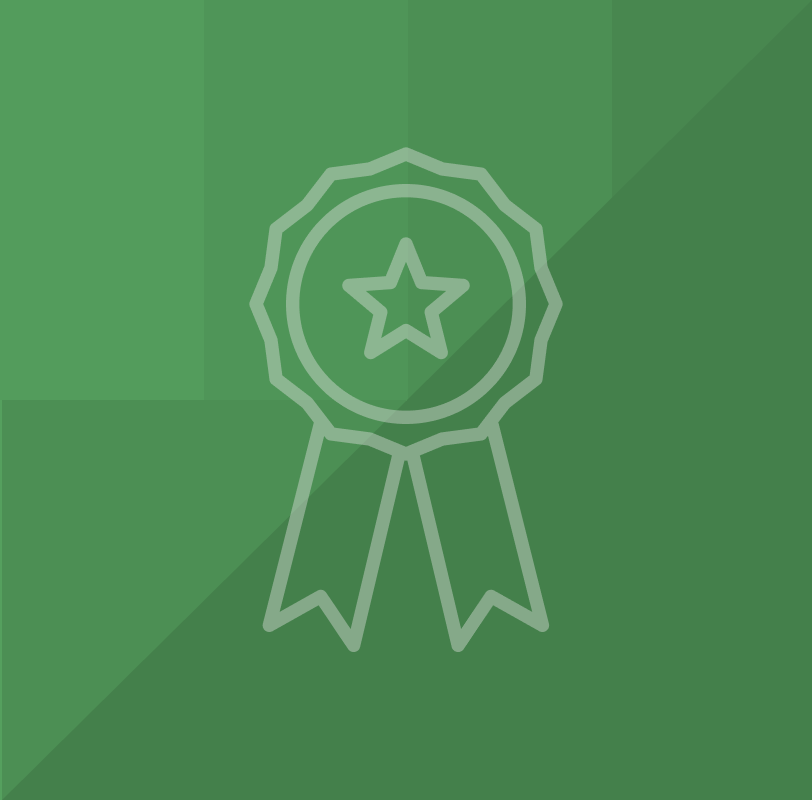 Award ribbon icon with a light green geometric background
